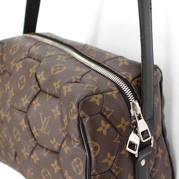 Louis Vuitton Monogram Hexagan Macassar Quilted Travel Tote Bag Brown Tan RARE - Picture 3 of 9